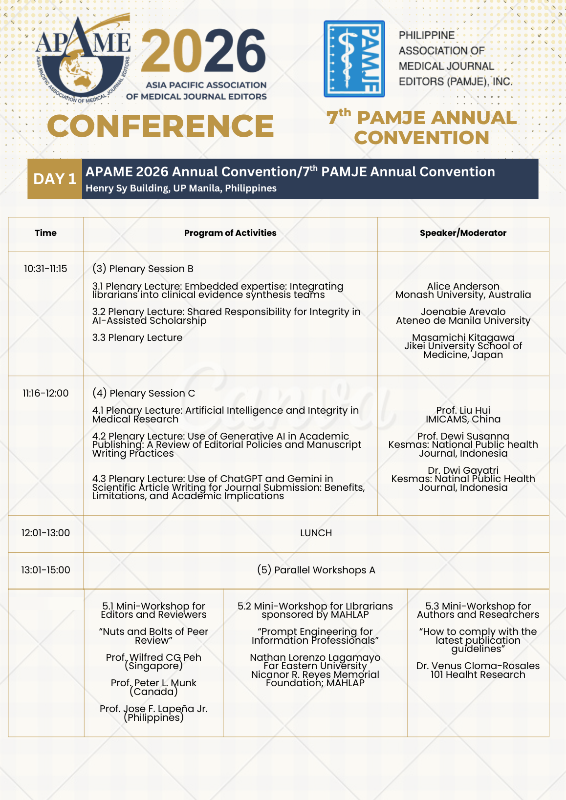 APAME 2026 day 1 program page 2